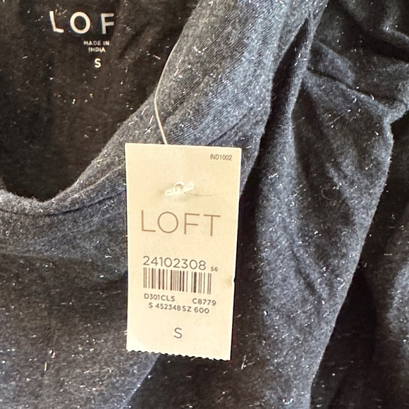 Loft Navy Long Sleeve off the Shoulder Top with Shimmer Detail - Picture 5 of 6